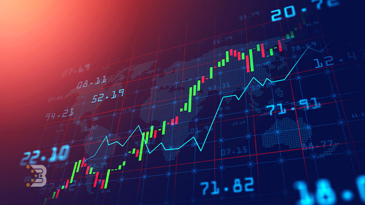 نمودار قیمتی دارایی دیجیتال در بازار مالی که با کندل های سبز و قرمز صعودی در حال نمایش است و میتوان با تحلیل آن یک الگوی بازگشتی را نمایان کرد.