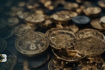 تصویر تعدادی سکه را نشان می‌دهد که بر روی انها نماد ارزهای دیجیتال است