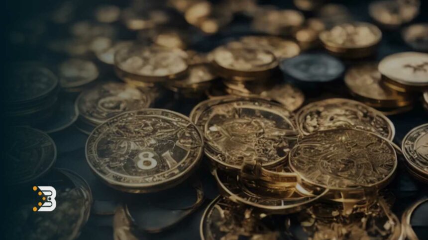 تصویر تعدادی سکه را نشان می‌دهد که بر روی انها نماد ارزهای دیجیتال است
