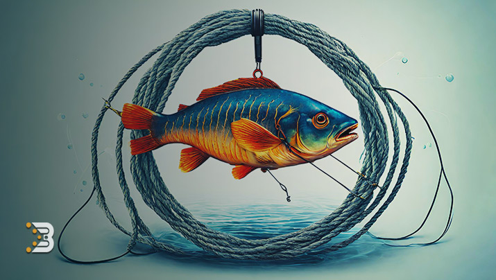 تصویر ماهی به دام افتاده، نشان دهنده حملات فیشینگ ارز دیجیتال