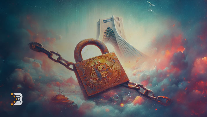 تصویر قفلی که نماد بیت کوین بر روی این ثبت شده و پشت ان برج ازادی است، آیا خرید و فروش بیت کوین در ایران قانونی است