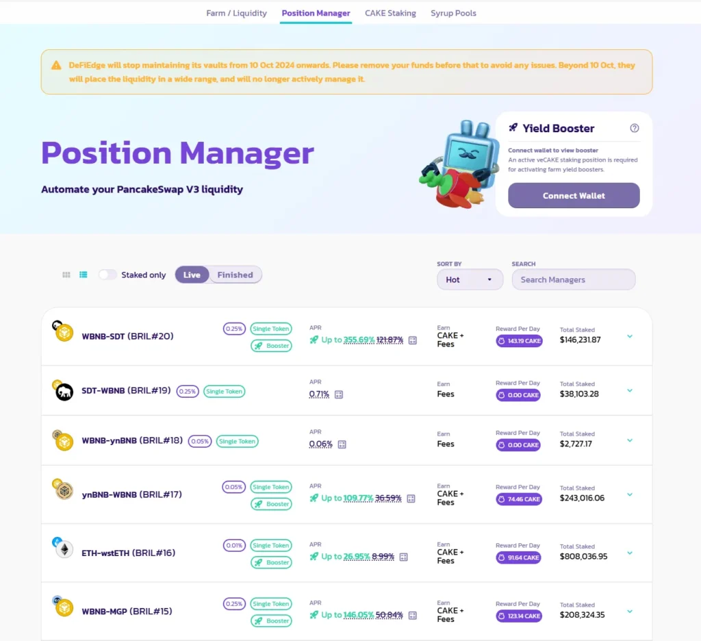 تصویر صفحه Position Manager، اینده ارز کیک